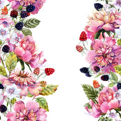 Watercolor floral composition