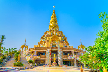 Naklejka premium The pagoda in Wat Phra That Pha Son Kaew Temple at Phetchabun, Thailand.