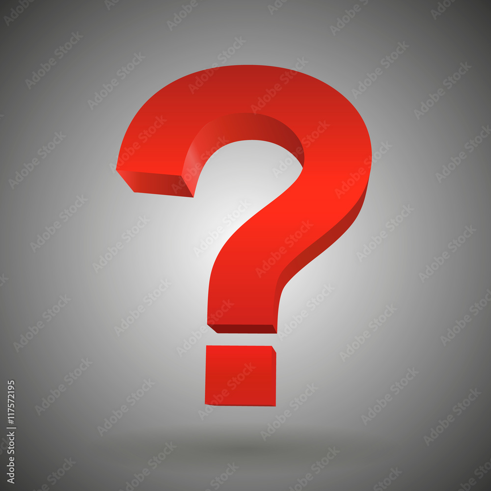 Poster red question mark isolated white background vector illustration.