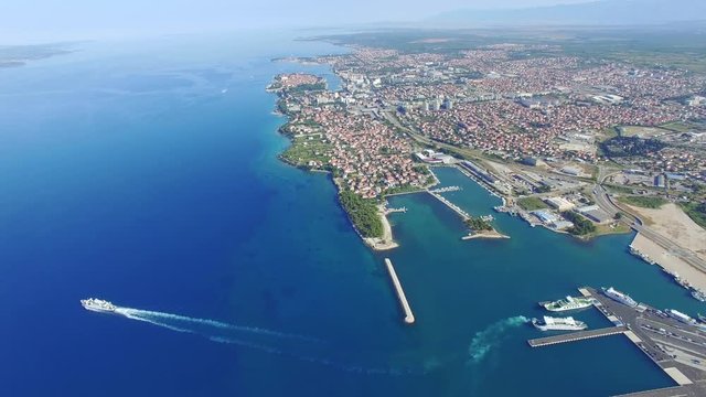 Aerial view of the city of Zadar.