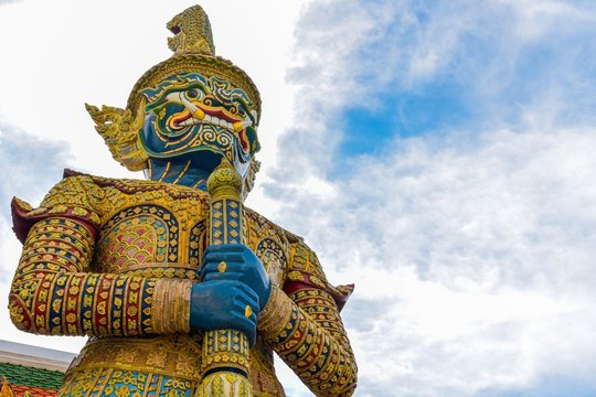 Thai big giant statue in Temple at Bangkok, Thailand.