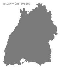 Baden-Wuerttemberg Germany Map grey