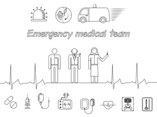 Emergency medical team icons on white background