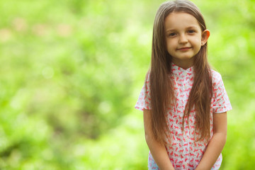 Kids street fashion concept. Portrait of funny and sweet little girl