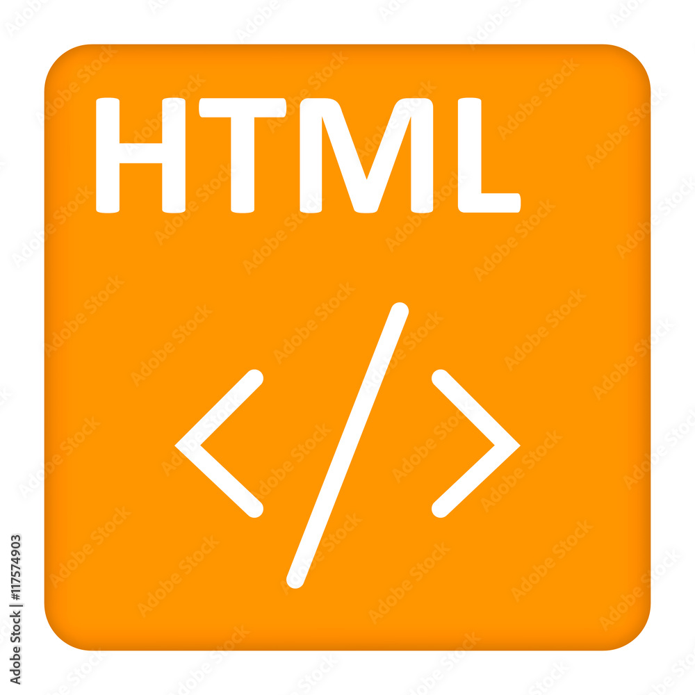 Aufkleber Coding on yellow flat button,clean vector