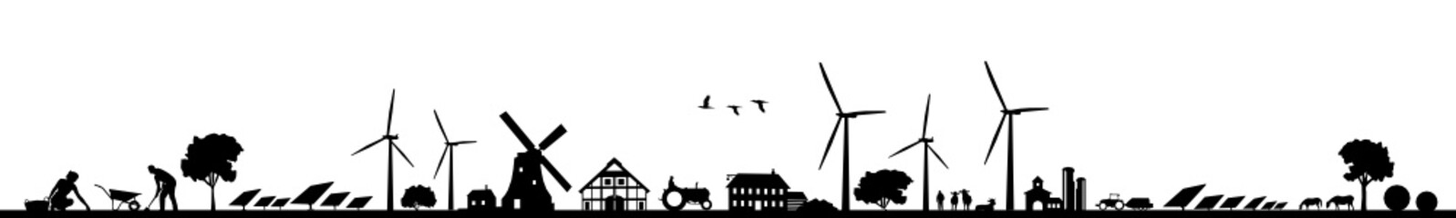 Fototapeta premium Silhouette Erneuerbare Energien