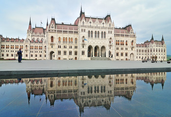 Fototapeta na wymiar Building of the Hungarian Parliament in Budapest, Hungary