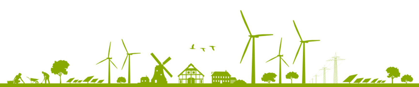 Silhouette Erneuerbare Energien
