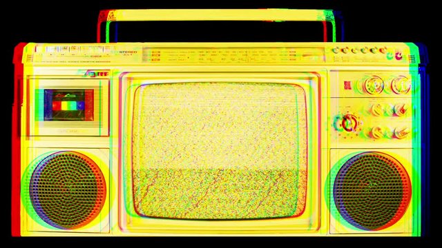 sequence of vintage retro television analogue distortion