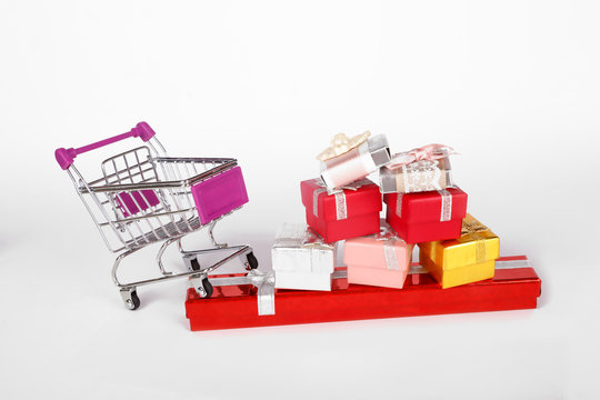 Gift Boxes in Trolley Shopping Card