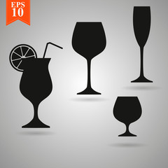 Cocktail silhouettes vector