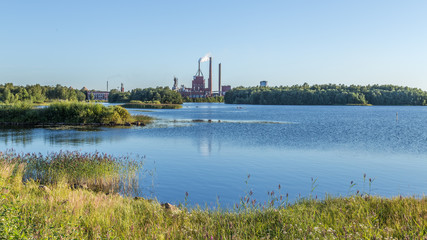 Fototapeta premium Industrial plant near the center of Oulu Finland