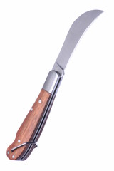 Utility knife tool closeup isolated on white background
