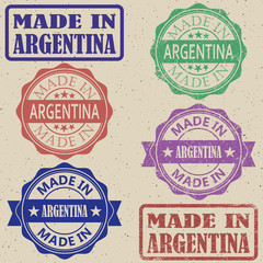 made in argentina set of stamps vector illustration