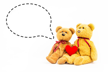 teddy bear with callout symbol on white background