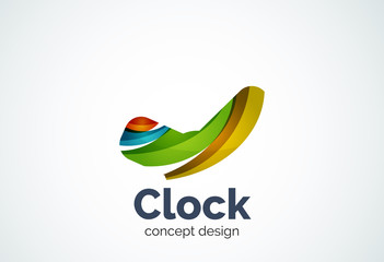 Clock logo template, time management business concept