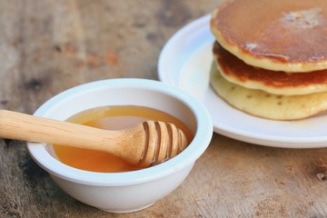 tasty pancake with honey