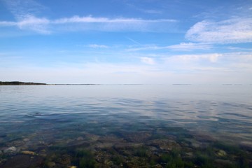 Sky and sea merge on a summer day