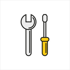 Web line icon. Wrench and screwdriver