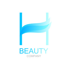 Abstract letter H logo design template with beauty spa salons. yoga