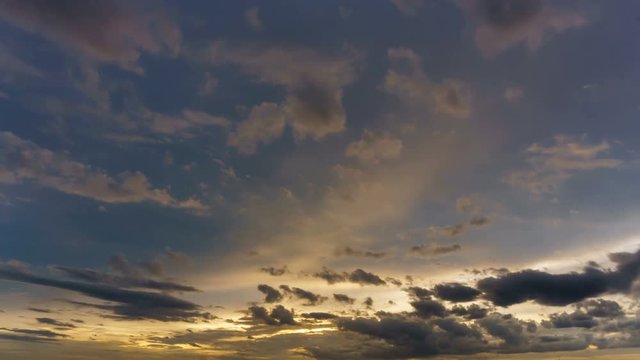 Time lapse of sky with clouds at sunset
