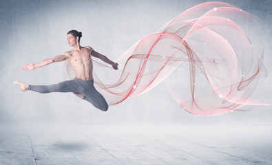 Obrazy na Szkle  Tańczący artysta baletowy z abstrakcyjnym wirem