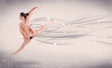 Plakat Ballet dancer performing modern dance with abstract lines