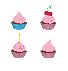 set of cupcakes. vector illustration