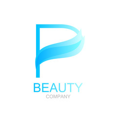 Abstract letter P logo design template with beauty spa salons. yoga