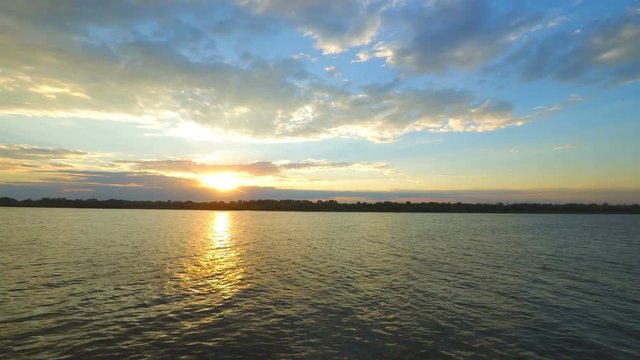 Sunset over a Volga-river nar Astrakhan Russia Timelapse