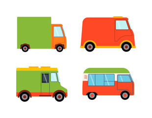 Delivery vector transport truck van isolated on white. Delivery service van, truck, car. Delivery vehicle silhouette. Product goods shipping transport. Fast drive service