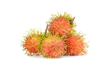 Fresh rambutan isolated on white background.