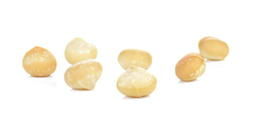 Macadamia placed on white background.