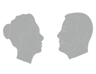 the image of men and women. They look at each other. vector illustration.
