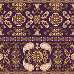 The pattern of flowers and Paisley in Indian style.