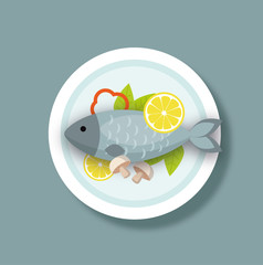 Fischgericht Teller Vektor