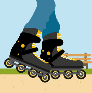 Inlineskates Skater im Park Vektor