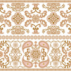 The pattern of flowers and Paisley in Indian style.