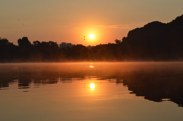 Sunrise above the lake