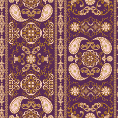 The pattern of flowers and Paisley in Indian style.