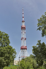 Obraz premium TV tower in the green park in Kiev, Ukraine