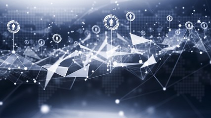 Illustration with connected people ,futuristic technology concept