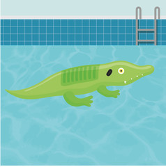 Schwimmbad mit aufblasbarem Krokodil Vektor
