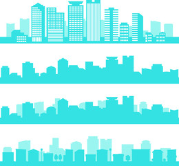 Obraz premium 都市のシルエットイラストのセット