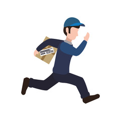 Fototapeta na wymiar delivery man male box package shipping logistic security icon. Isolated and flat illustration. Vector graphic