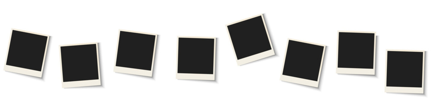Collection of blank photo frames isolated on white background
