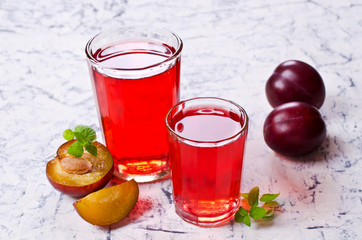 Transparent plum drink