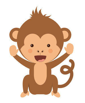 funny monkey character isolated icon design, vector illustration  graphic 