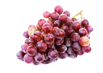 Closeup fresh red grapes on white background, food and drink concept