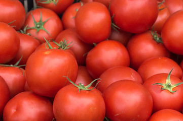 Fresh tomatoes on farmers market.